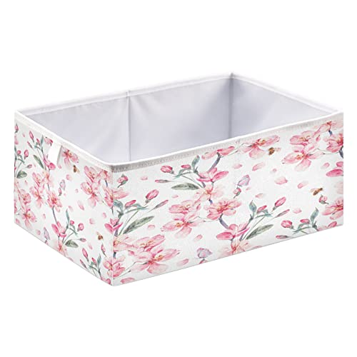 Kigai Cherry Blossom Cube Storage Bins - 11x11x11 In Large Foldable Storage Basket Fabric Storage Baskes Organizer for Toys, Books, Shelves, Closet, Home Decor