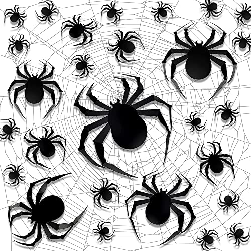 Vanleonet Halloween Wall Decorations DIY 3D Plastic Spider Decoration Stickers Halloween Decor Home Wall Window Indoor Outdoor Scary Spider 60 PCS