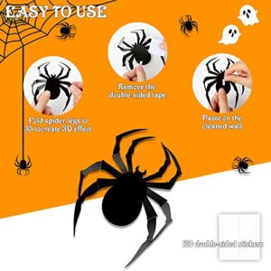 Vanleonet Halloween Wall Decorations DIY 3D Plastic Spider Decoration Stickers Halloween Decor Home Wall Window Indoor Outdoor Scary Spider 60 PCS