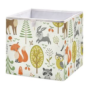 kigai owl fox rabbit cube storage bins - 11x11x11 in large foldable storage basket fabric storage baskes organizer for toys, books, shelves, closet, home decor