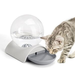 SubClap Automatic Pet Water Dispenser, 0.74 Gallon Cats & Small Dogs Gravity Water Station, Spherical Water Dish Feeder with 2.8L Detachable Dispenser Bottle for Kitten Cats Puppy & Rabbit, Grey