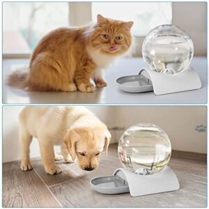 SubClap Automatic Pet Water Dispenser, 0.74 Gallon Cats & Small Dogs Gravity Water Station, Spherical Water Dish Feeder with 2.8L Detachable Dispenser Bottle for Kitten Cats Puppy & Rabbit, Grey