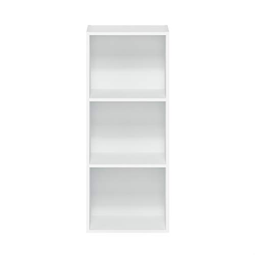 Furinno Jaya Simple Home 3-Tier Adjustable Shelf Bookcase, White & Luder Bookcase/Book/Storage, 3-Tier, White