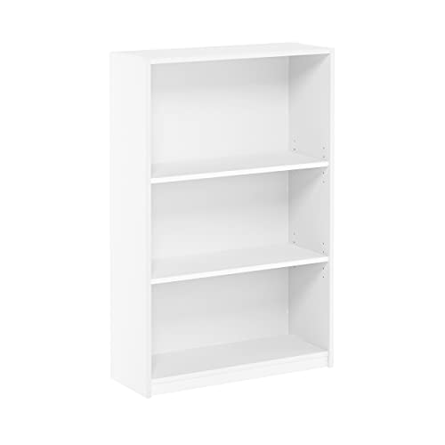 Furinno Jaya Simple Home 3-Tier Adjustable Shelf Bookcase, White & Luder Bookcase/Book/Storage, 3-Tier, White