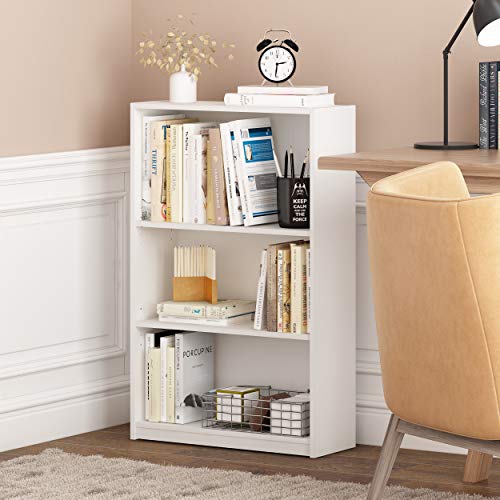 Furinno Jaya Simple Home 3-Tier Adjustable Shelf Bookcase, White & Luder Bookcase/Book/Storage, 3-Tier, White