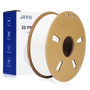 jayo pla filament 1.75mm, upgraded pla meta 3d printer filament 0.65kg, diameter 1.75mm ± 0.02mm high fluidity fast print 3d printing consumables, 1.4lbs white 3d filament