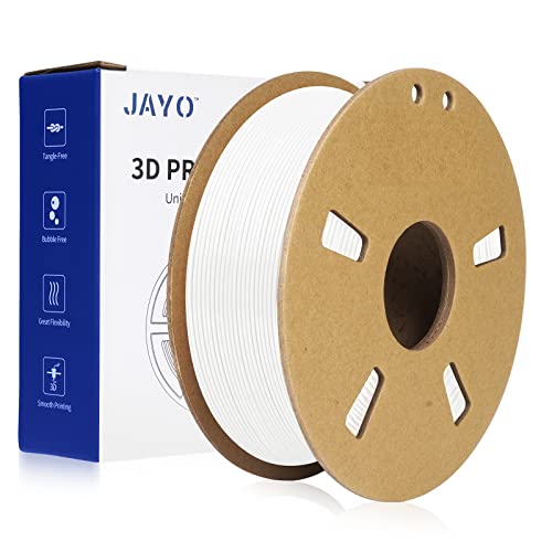 JAYO PLA Filament 1.75mm, Upgraded PLA Meta 3D Printer Filament 0.65KG, Diameter 1.75mm ± 0.02mm High Fluidity Fast Print 3D Printing Consumables, 1.4LBS White 3D Filament