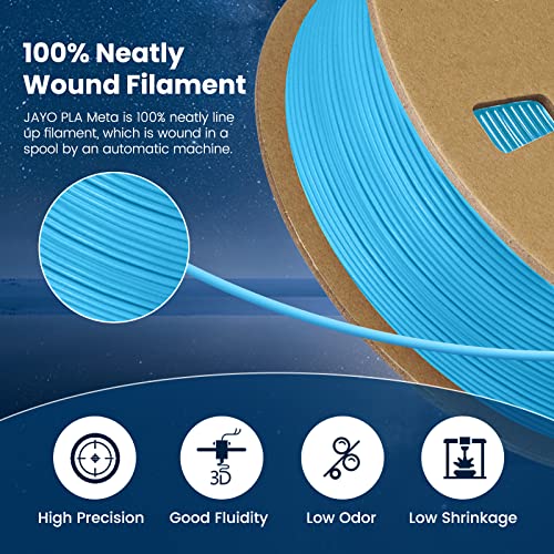 JAYO PLA Filament 1.75mm, Upgraded PLA Meta 3D Printer Filament 0.65KG, Diameter 1.75mm ± 0.02mm High Fluidity Fast Print 3D Printing Consumables, 1.4LBS White 3D Filament