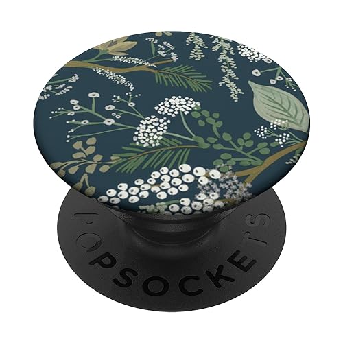 Green Floral Botanical Leaves Fern Foliage White Berry PopSockets Standard PopGrip