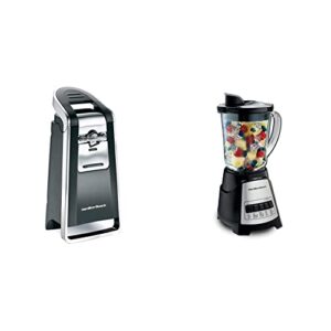 hamilton beach (76606za) smooth touch electric automatic can opener, black and chrome & 58148a blender to puree - crush ice - and make shakes and smoothies - 40 oz glass jar