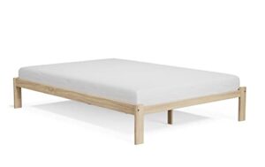 alaska wooden platform bed solid pine wood full xl size bed unfinished with wooden slats mattress support/no box spring needed/suitable for adults