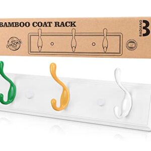 Wall Mount Coat Rack, Kids Mounted Organizer for Closet, Bathroom, Bedroom, Entryway, Hallway, Foyer, Heavy Duty Double Hooks Hanging Towels, Hats, Bags, Backpacks, Jackets, Keys (Mix3, 3 Hooks)