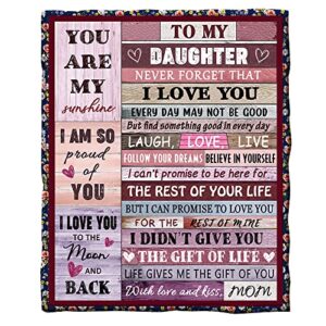 yibzee to my daughter blanket - super soft flannel plush gift blanket from mom,easter christmas birthday anniversary throw blanket for sofa bed travel (to my daughter, 60 x 50in)