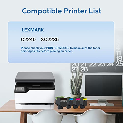 RAKUNI Remanufactured Toner Cartridge Replacement for Lexmark 24B7154 24B7155 24B7156 24B7157 C2240 XC2235 (High Yeild, 4Pack)