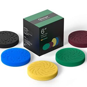 6 inch Buffing Pads, Ginour 5Pcs 6.3 Inch Face Polishing Pad for 6 Inch 150mm Backing Plate, Buffing Polishing Pads with Safe Step Edge for Car Buffer Polisher Compounding, Polishing and Waxing