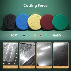 6 inch Buffing Pads, Ginour 5Pcs 6.3 Inch Face Polishing Pad for 6 Inch 150mm Backing Plate, Buffing Polishing Pads with Safe Step Edge for Car Buffer Polisher Compounding, Polishing and Waxing