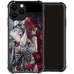 zhegailian case compatible with iphone 13 pro case,skull and girl case for iphone 13 pro case men boy,drop protection soft tpu bumper case for iphone 13 pro case 6.1-inch skull and girl