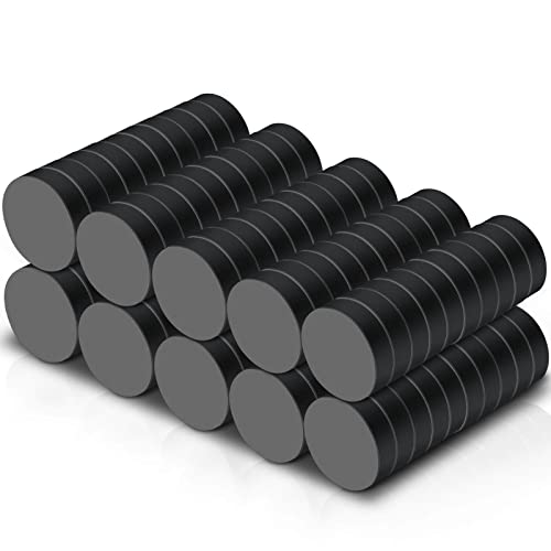 MIN CI 100Pack Magnets for Crafts, 18 x 5mm Black Circle Ceramic Industrial Magnets, Small Round Disc Crafts Magnets, for DIY Refrigerator Science Projects Whiteboard School, Strong Ferrite Magnets