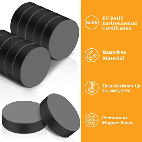 MIN CI 100Pack Magnets for Crafts, 18 x 5mm Black Circle Ceramic Industrial Magnets, Small Round Disc Crafts Magnets, for DIY Refrigerator Science Projects Whiteboard School, Strong Ferrite Magnets