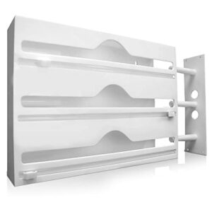 3-in-1 acrylic wrap dispenser with cutter white | foil plastic wrap storage organizer| aluminum foil wrap organizer for kitchen storage