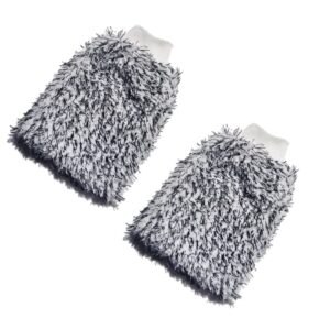 easy-you 2 pack microfiber car wash mitt,professional car wash equipment,double sided car cleaning gloves,effective washing, machine washable, lint free, scratch free