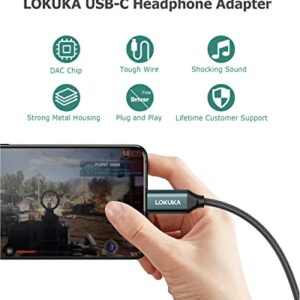 LOKUKA USB C to Dual 3.5mm Female Headphone Splitter, Type C to AUX TRRS 2-in-1 Audio Adapter with Hi-Res DAC Chip, for USB-C Smartphone, Laptop, Pad to Two Headphones, Speakers, TRRS Microphones