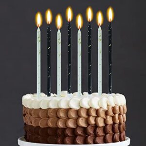 berkebun 24-count birthday candles long thin cake candles cupcake candles tall candles with holders for birthday wedding anniversary graduation retirement party decoration (black and white）