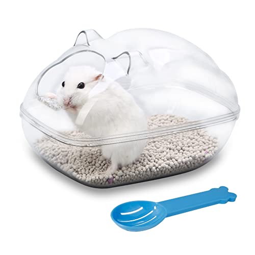 Hamster Sand Bath Container Small Animal Litter Box Bathtub Critter's Bathroom with Scoop Accessories for Mice Hedgehog Lemming Gerbils or Other Small Pets