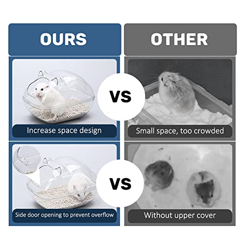 Hamster Sand Bath Container Small Animal Litter Box Bathtub Critter's Bathroom with Scoop Accessories for Mice Hedgehog Lemming Gerbils or Other Small Pets