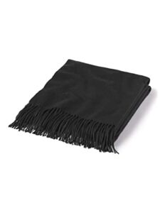 state cashmere throw blanket with decorative fringe - ultra soft accent blanket for couch, sofa & bed made with 100% inner mongolian cashmere - crafted home accessories - (black, 60"x50")