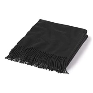 State Cashmere Throw Blanket with Decorative Fringe - Ultra Soft Accent Blanket for Couch, Sofa & Bed Made with 100% Inner Mongolian Cashmere - Crafted Home Accessories - (Black, 60"x50")