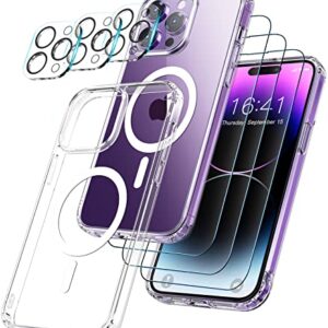 BOTOER for iPhone 14 Pro Max Phone Case,with 3 Pack Screen Protector + 3 Pack Camera Lens Protector,Ultra Thin Scratch Resistant Drop Magnetic Phone Case for iPhone 14 Pro Max 6.7 Inch