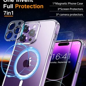 BOTOER for iPhone 14 Pro Max Phone Case,with 3 Pack Screen Protector + 3 Pack Camera Lens Protector,Ultra Thin Scratch Resistant Drop Magnetic Phone Case for iPhone 14 Pro Max 6.7 Inch