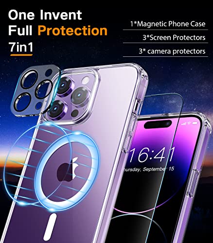 BOTOER for iPhone 14 Pro Max Phone Case,with 3 Pack Screen Protector + 3 Pack Camera Lens Protector,Ultra Thin Scratch Resistant Drop Magnetic Phone Case for iPhone 14 Pro Max 6.7 Inch