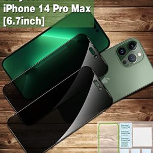 Uxinuo Privacy Screen Protector Compatible for iPhone 14 Pro Max 2022 [6.7 inch Display] 2 Pack Anti Spy Private Tempered Glass [Black]