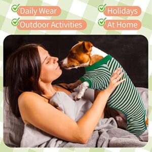 PUMYPOREITY Dog Pajamas, Cute Stripe Pet PJS for Small Medium Dogs, Dog Hair Shedding Cover Onesie, Stretchable Puppy Jumpsuit Dog Apparel Clothes, Soft Short-sleeve Dog Shirts Bodysuit Rompers Outfit