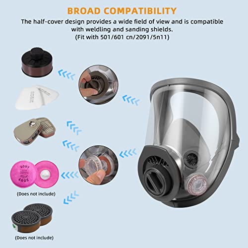 Full Face Gas Respirator Mask Reusable with 40mm Canister and Activated Carbon Air Filter, Gases Cover Organic Vapor Masks for Dust, Survival Nuclear and Chemical, Painting, Polishing