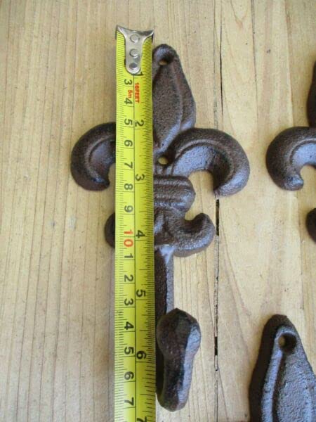 for 10 Large Cast Iron Fleur De Lis Coat Hooks Hook Hall Tree Hat Dog Leash Fluer Hooks & Hangers Home & Garden