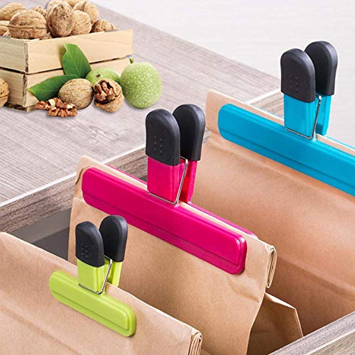 ORIJOYNA 6 Pcs Heavy Duty Chip Bag Clips - Plastic Air Tight Seal Grip Assorted Colors for Crisp Coffee, Snacks, and Bagged Food