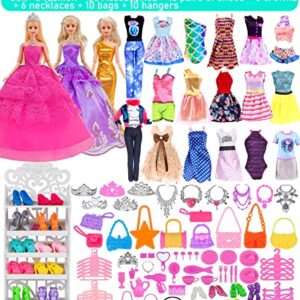 Ebuddy Fashion Lot 105 Items 11.5 Inch Girl Doll Dream Closet Wardrobe with Clothes and Accessories Including Wardrobe Shoes Rack Dress Shoes Hangers Necklace and Other Accessories(No Doll)