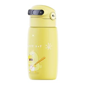 tayuqee stainless steel thermo cup, 470ml kids fingerprint vacuum insulated bottles with straw, usb rechargeable traveler water bottle - yellow