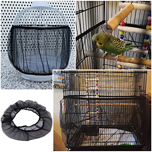 Chihutown Bird Cage Seed Catcher, Bird Cage Mesh Guard Netting, Bird Cage Seed Guard Skirt, Parakeet Cage Skirt for Round Square Cages (Black)