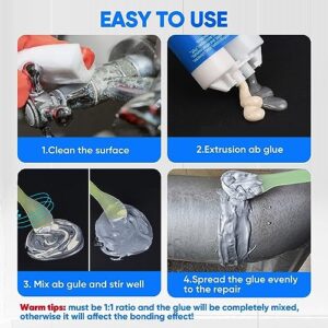 Metal Glue, 1.76oz 2 Part Liquid Metal Welding Epoxy Glue, Marine Filler Repair Putty, High-Temperature Resistant Heavy Duty ab Glue(3 pcs)