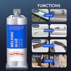 Metal Glue, 1.76oz 2 Part Liquid Metal Welding Epoxy Glue, Marine Filler Repair Putty, High-Temperature Resistant Heavy Duty ab Glue(3 pcs)
