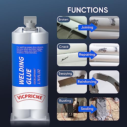 Metal Glue, 1.76oz 2 Part Liquid Metal Welding Epoxy Glue, Marine Filler Repair Putty, High-Temperature Resistant Heavy Duty ab Glue(3 pcs)