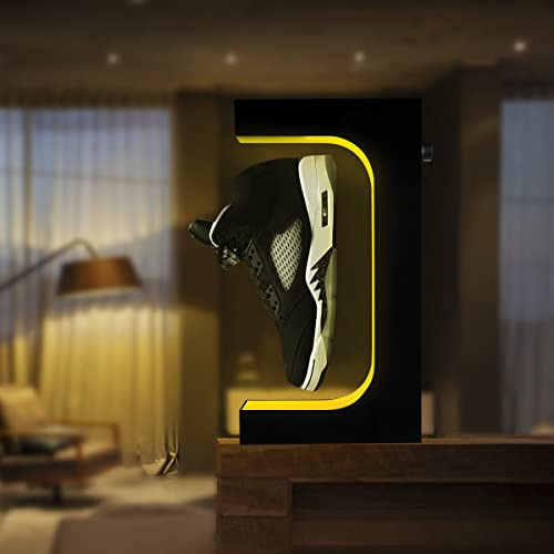 Levitating Shoe Display Stand, Floating Sneaker Stand with Remote 16 Colors LED Light Rotating Magnetic Levitation Shoe Rack for Home Decor Store Advertising Exhibition Shoes Collectors