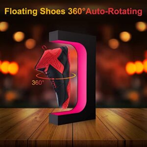 Levitating Shoe Display Stand, Floating Sneaker Stand with Remote 16 Colors LED Light Rotating Magnetic Levitation Shoe Rack for Home Decor Store Advertising Exhibition Shoes Collectors