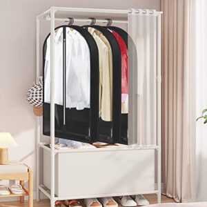 40" Garment Bags for Hanging Clothes,Suit Bags for Closet Storage Travel,Garment Storage Bags with zipper Gusseted 4",Larger Capacity Clear Clothes Cover for Coat,Jacket,Sweater,Shirts,Black,3 Pack