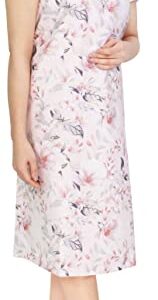 NY Threads Hospital Gown, Soft and Stylish Patient Gown (Small-Medium, White Rose - Pink)