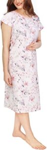 ny threads hospital gown, soft and stylish patient gown (small-medium, white rose - pink)